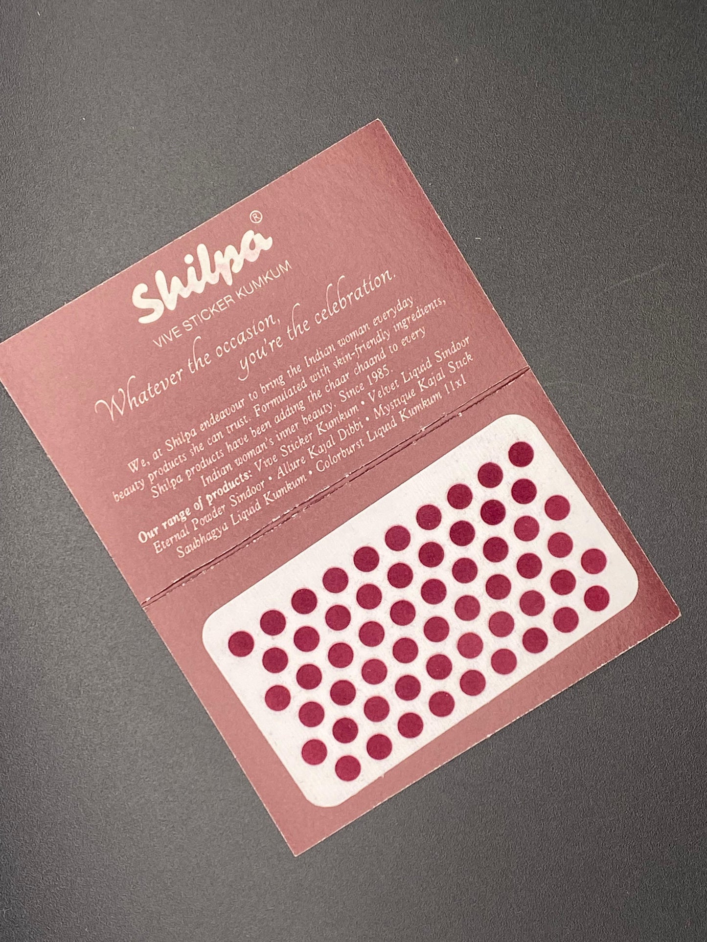 Shilpa Deep Red Bindi Card - Size 6 - 4mm