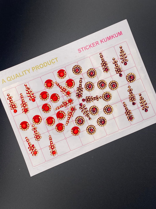 New Single Fancy Bindi Cards RM MRC - 005 Red & Maroon