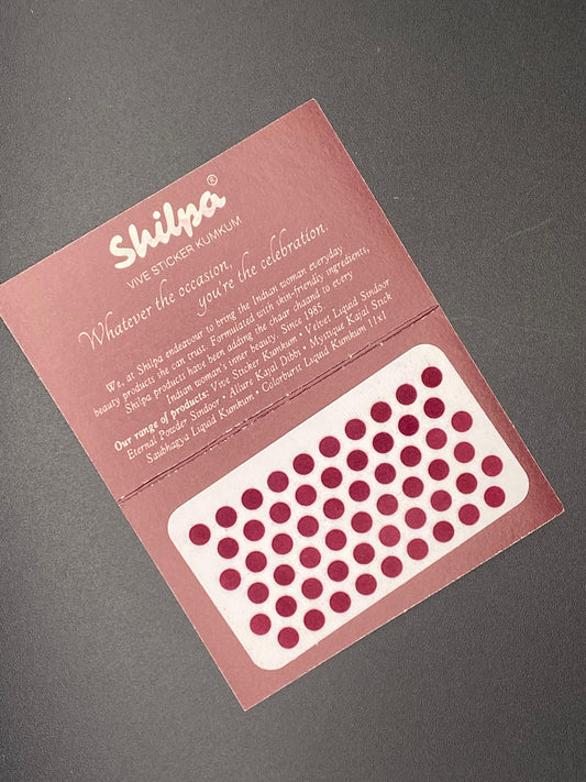 Shilpa Deep Red Bindi Card - Size 6 - 4mm