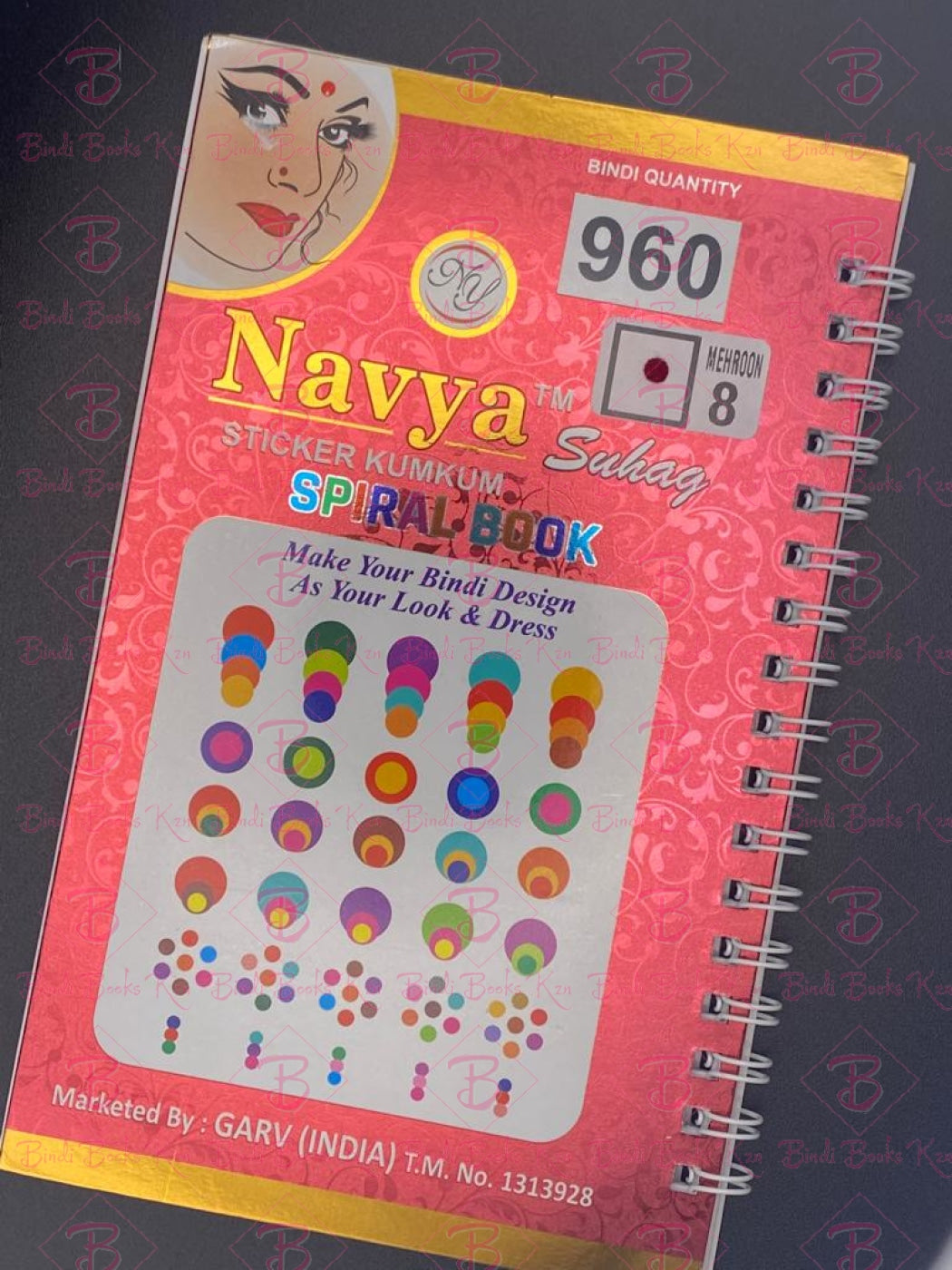 Navya Maroon Plain Bindi Book (960 dots)