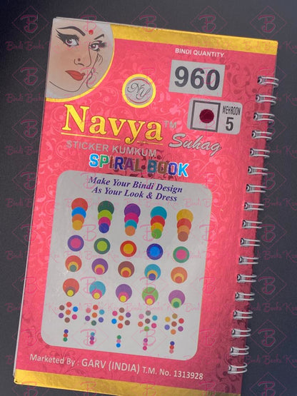 Navya Maroon Plain Bindi Book (960 dots)