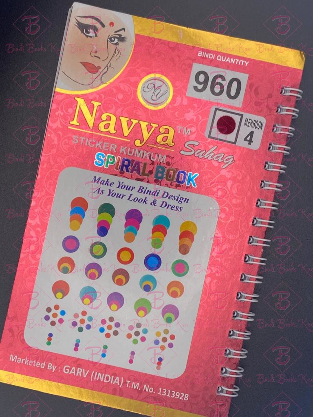 Navya Maroon Plain Bindi Book (960 dots)