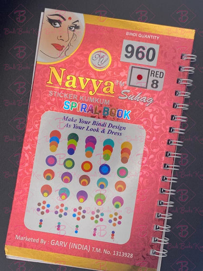 Navya Red Plain Bindi Book (960 dots)