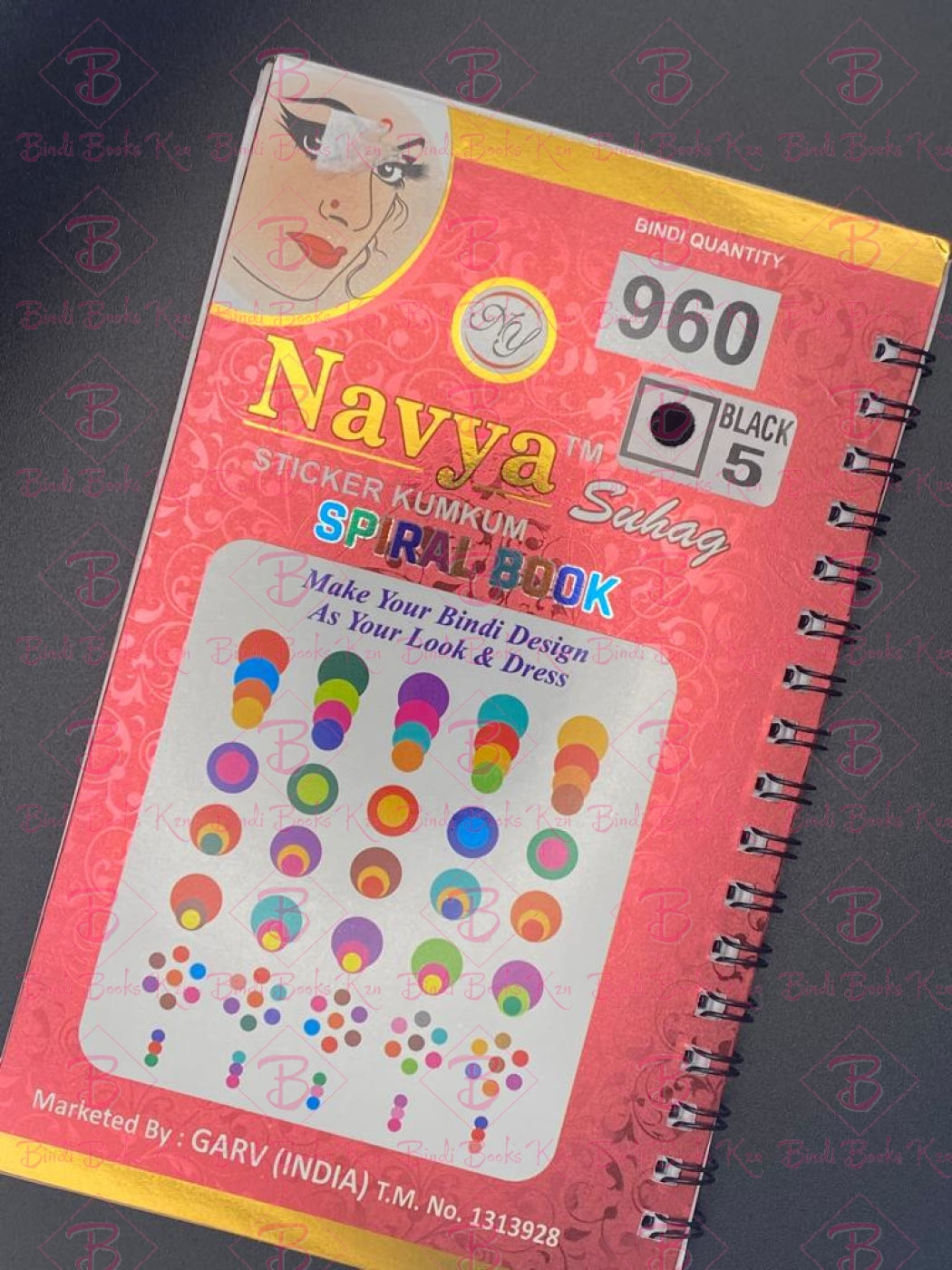 Navya Black Plain Bindi Book (960 dots)